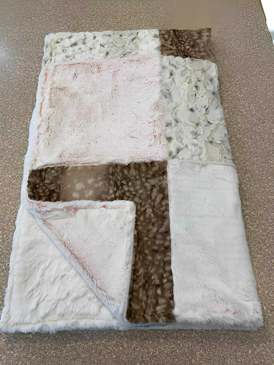 Fawn and Pink Medium Patchwork Blanket