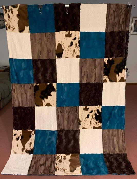 Pony And Teal Extra Long Patchwork Blanket