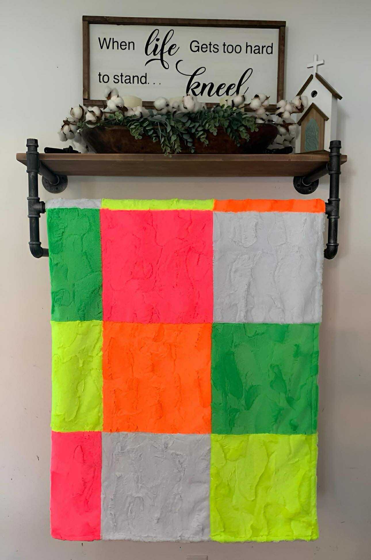 Neon Large Patchwork Minky Blanket